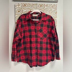 Snowflake Plaid Vintage Blouse Red and Black
